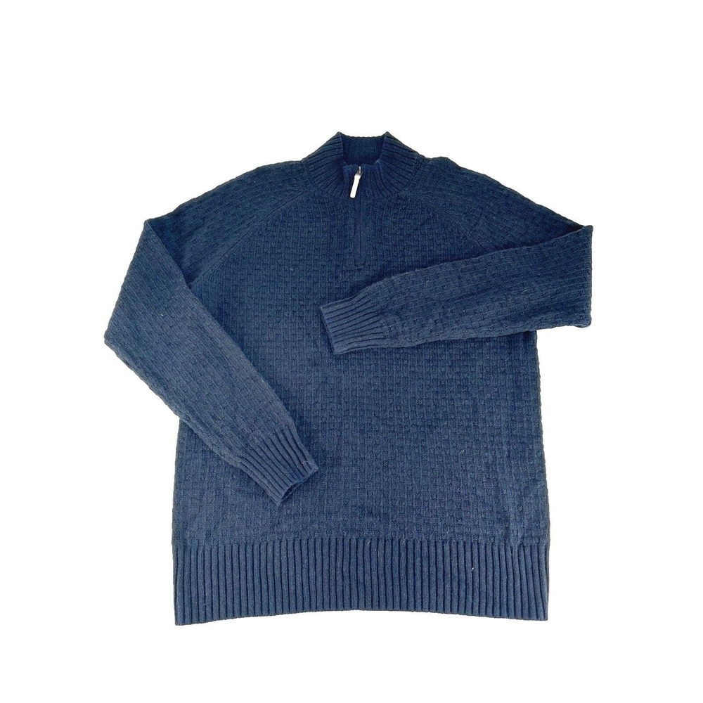Smartwool Cozy Lodge 1/4 Zip Pullover Knit Sweater Navy Blue Wool Mens Medium